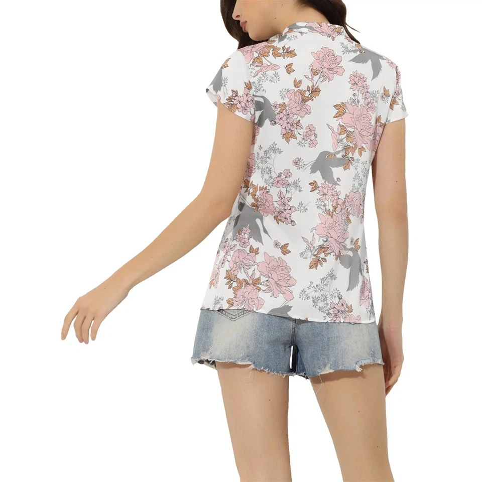 Women's Stand-up Collar Printed Top